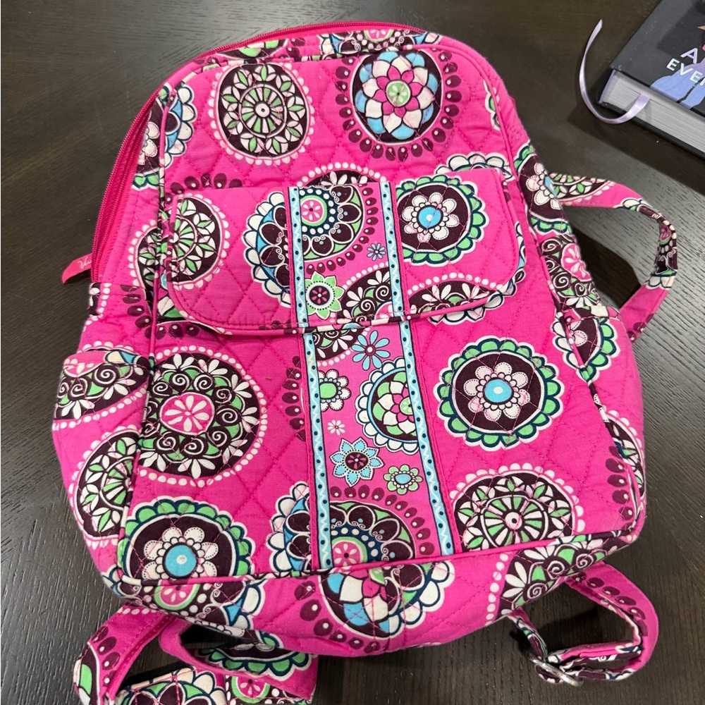 Vera Bradley Bright Pink Floral Medallion Quilted Backpack